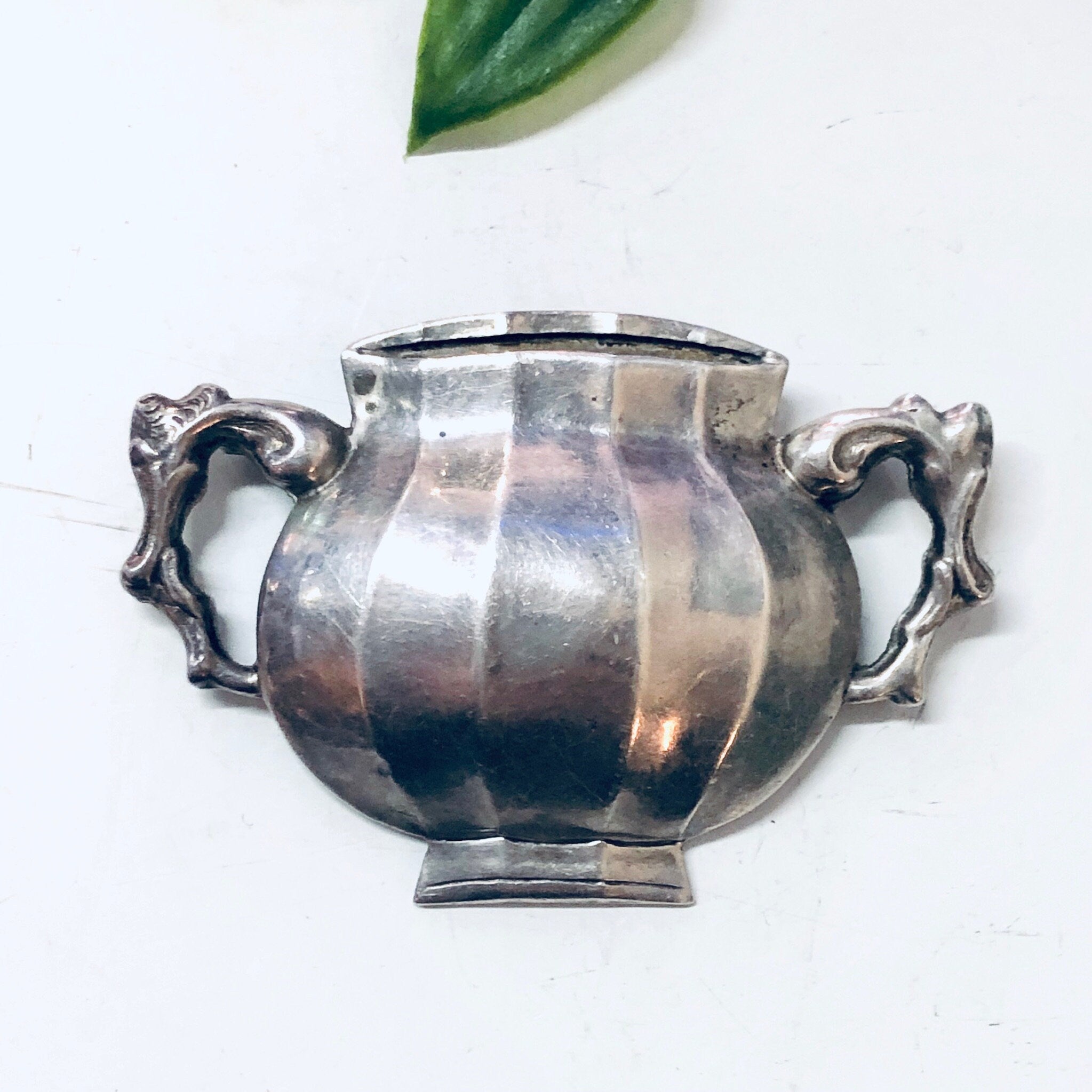Vintage Brooch, Steiff Silver Pin, Silver Brooch, Vintage Pin, vintage Jewelry, Pot Brooch, Unique Jewelry, Sterling Silver, Ornate Pin