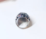 Vintage Silver Ring, Gold Accent Ring, Silver and Gold, 18K Gold Accent, Large Ring, Statement Jewelry, Vintage Jewelry, Anniversary Gift