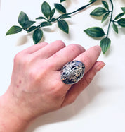 Vintage Silver Ring, Gold Accent Ring, Silver and Gold, 18K Gold Accent, Large Ring, Statement Jewelry, Vintage Jewelry, Anniversary Gift