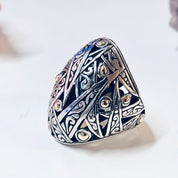 Vintage Silver Ring, Gold Accent Ring, Silver and Gold, 18K Gold Accent, Large Ring, Statement Jewelry, Vintage Jewelry, Anniversary Gift