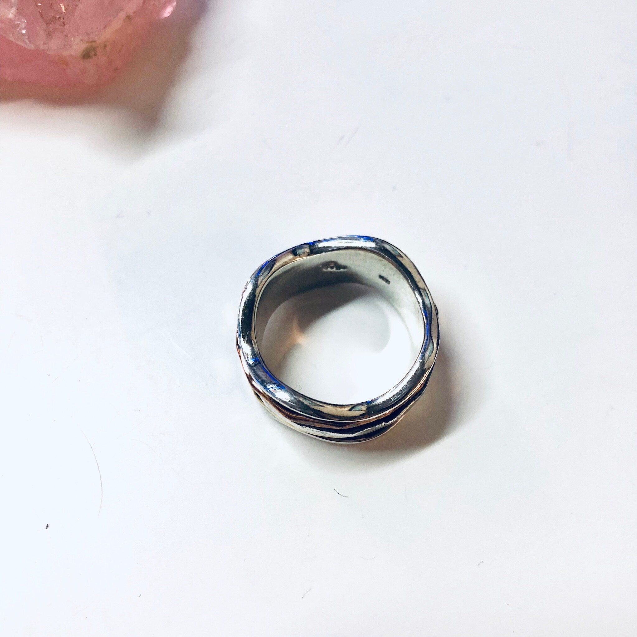 Vintage Silver Ring, Spinner Ring, Brass, Copper, Unique Jewelry, Meditation Ring, Ring for Anxiety, Statement Jewelry, Vintage Jewelry, 925