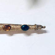 Vintage Dagger Brooch, Gold Toned Brooch, Gemstone Jewelry, Large Brooch, Sword Brooch, Purple, Red, Yellow, Green Gemstones, Dagger Jewelry