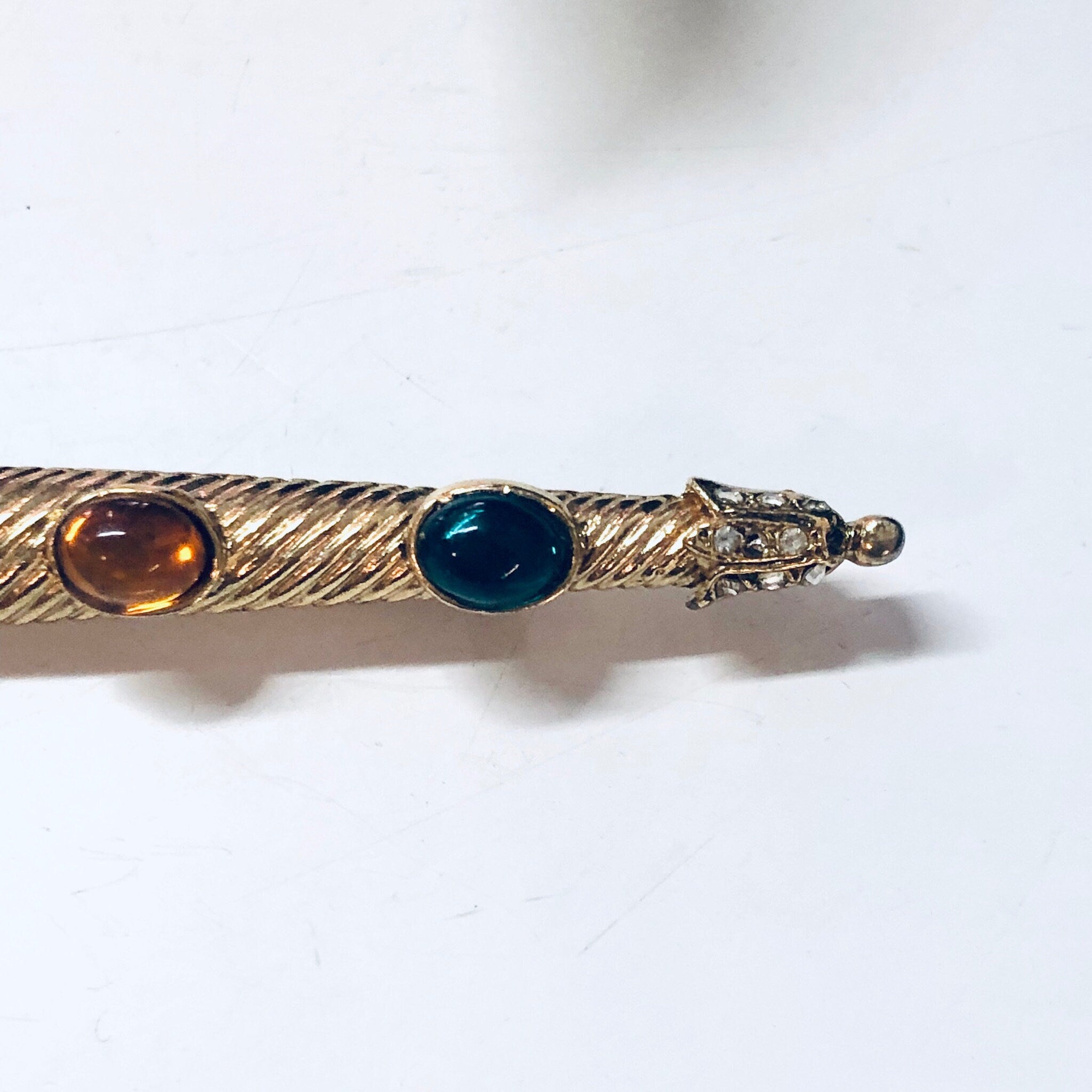 Vintage Dagger Brooch, Gold Toned Brooch, Gemstone Jewelry, Large Brooch, Sword Brooch, Purple, Red, Yellow, Green Gemstones, Dagger Jewelry