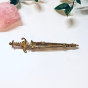 Vintage Dagger Brooch, Gold Toned Brooch, Gemstone Jewelry, Large Brooch, Sword Brooch, Purple, Red, Yellow, Green Gemstones, Dagger Jewelry