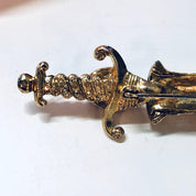 Vintage Dagger Brooch, Gold Toned Brooch, Gemstone Jewelry, Large Brooch, Sword Brooch, Purple, Red, Yellow, Green Gemstones, Dagger Jewelry