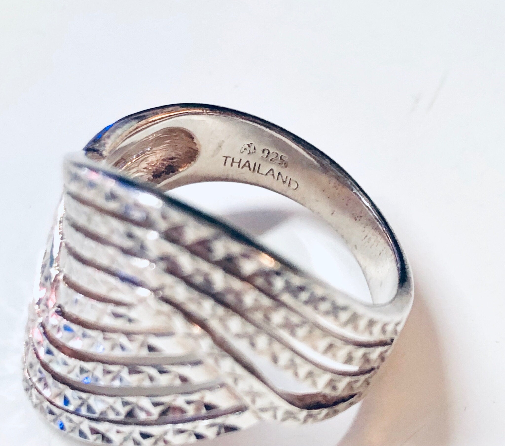 Vintage Silver Ring, Wave Design Ring, 925 Ring, Vintage Jewelry, Unique Jewelry, Sparkly Jewelry, Made in Thailand, Statement Jewelry, 925