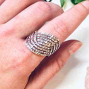 Vintage Silver Ring, Wave Design Ring, 925 Ring, Vintage Jewelry, Unique Jewelry, Sparkly Jewelry, Made in Thailand, Statement Jewelry, 925