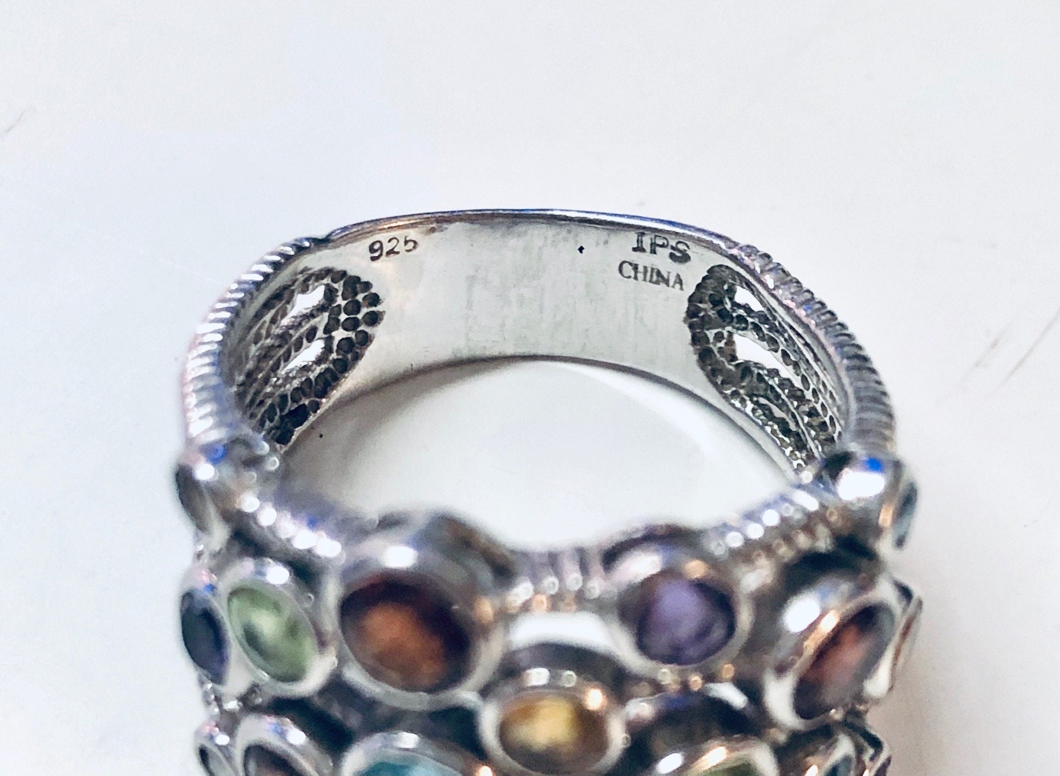 Vintage Silver Ring, Multi Band Ring, Multi Gem Ring, Statement Jewelry, Large Ring, 925 Ring, Purple, Blue, Red, Green, Yellow Gemstones,