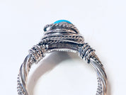 Vintage Silver Ring, Turquoise Ring, Unique Jewelry, Made in Vietnam, 925 Ring, Wire Wrap Ring, Blue and Silver, Blue Jewelry, Vintage Ring