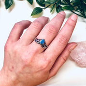 Vintage Silver Ring, Turquoise Ring, Stacking Ring, Stacker, Blue and Silver, V Shape Ring, 925 Ring, Vintage Jewelry, Boho Style, Bohemian