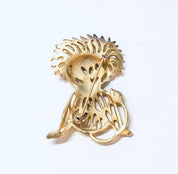 Vintage Lion Brooch, Gold Toned Brooch, Vintage Jewelry, Vintage Pin, Lion Jewelry, Animal Brooch, Green Gemstones, Unique Jewelry, Gold