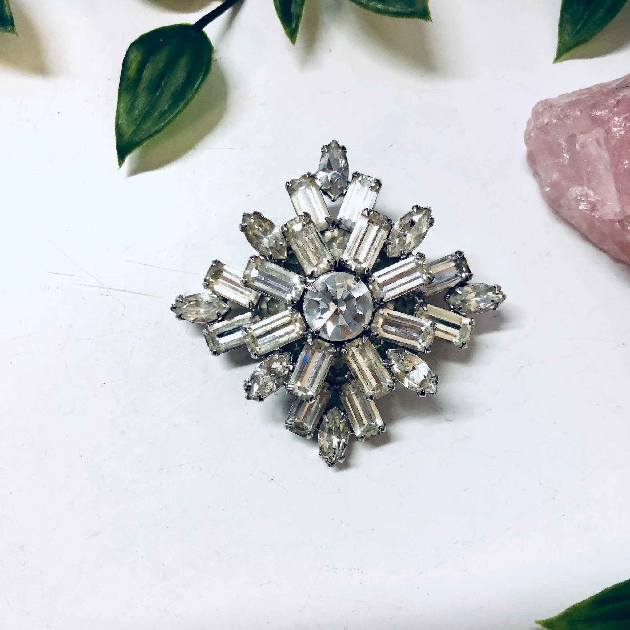 Rhinestone Brooch, Joseph Warner, Warner Jewelry, Vintage Jewelry, Rhinestones, Costume Jewelry, Large Brooch, Unique Jewelry, Vintage Pin
