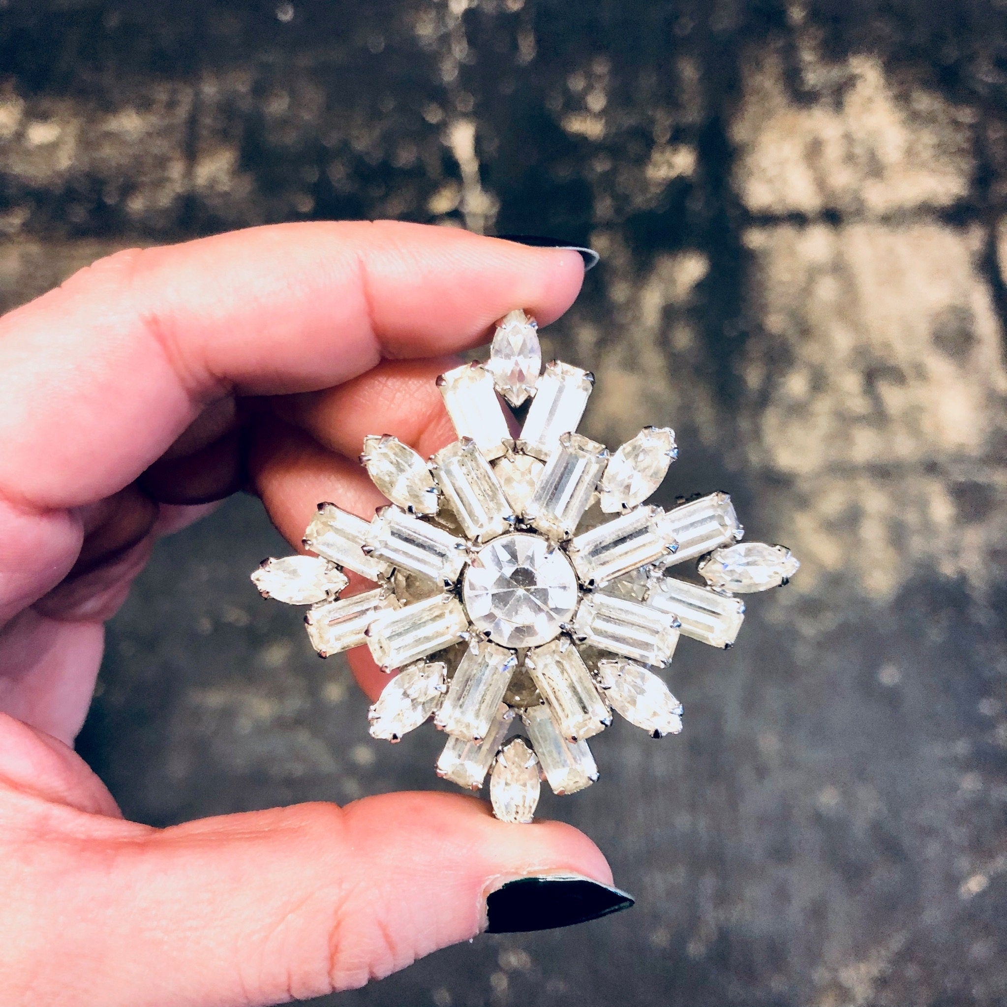 Rhinestone Brooch, Joseph Warner, Warner Jewelry, Vintage Jewelry, Rhinestones, Costume Jewelry, Large Brooch, Unique Jewelry, Vintage Pin