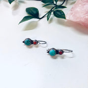 Vintage Silver Earrings, Turquoise Earrings, Coral Earrings, Dangle Earrings, Pierced Ears, Simple Jewelry, Southwestern Style, 925 Earrings