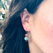 Vintage Silver Earrings, Turquoise Earrings, Coral Earrings, Dangle Earrings, Pierced Ears, Simple Jewelry, Southwestern Style, 925 Earrings