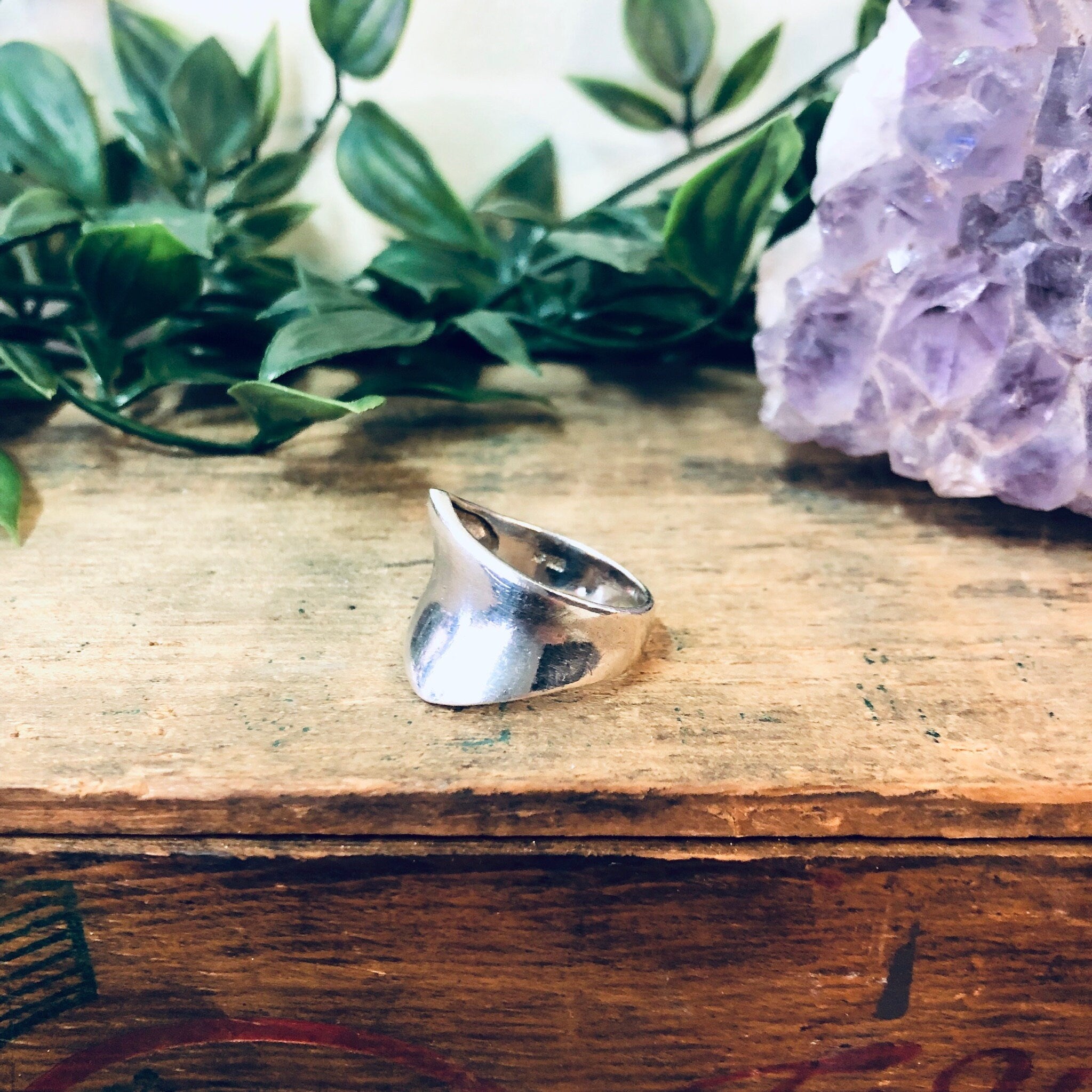 Vintage Silver Ring, Abstract Jewelry, Minimalist Ring, Vintage Jewelry, Silver Band Ring, Thick Band, Unique Jewelry, Chic Jewelry, 925