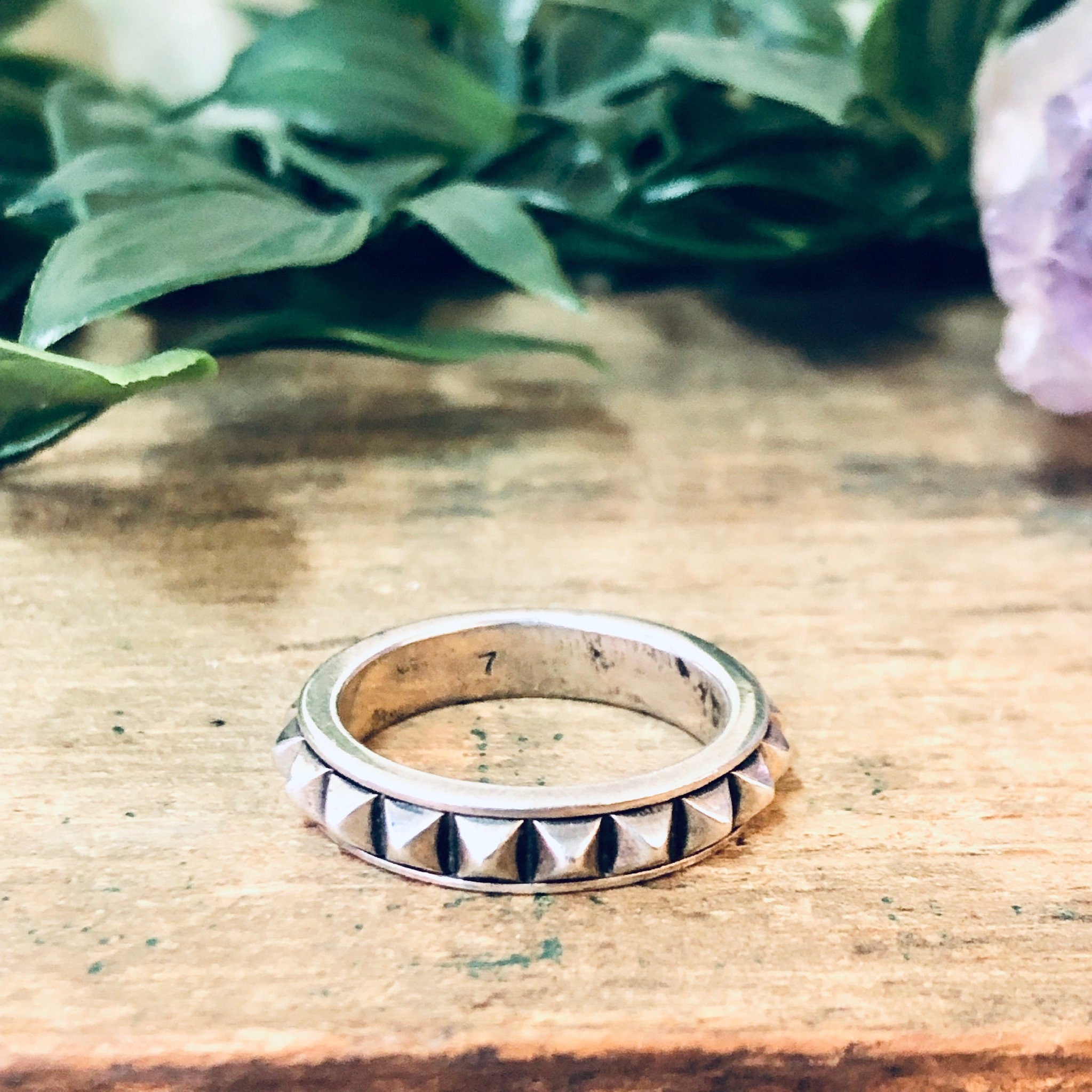 Vintage Silver Ring, Silver Band Ring, Thin Band Ring, Vintage Jewelry, Studded Ring, Stud Jewelry, 925 Band, Skinny Band, Wedding Band Ring