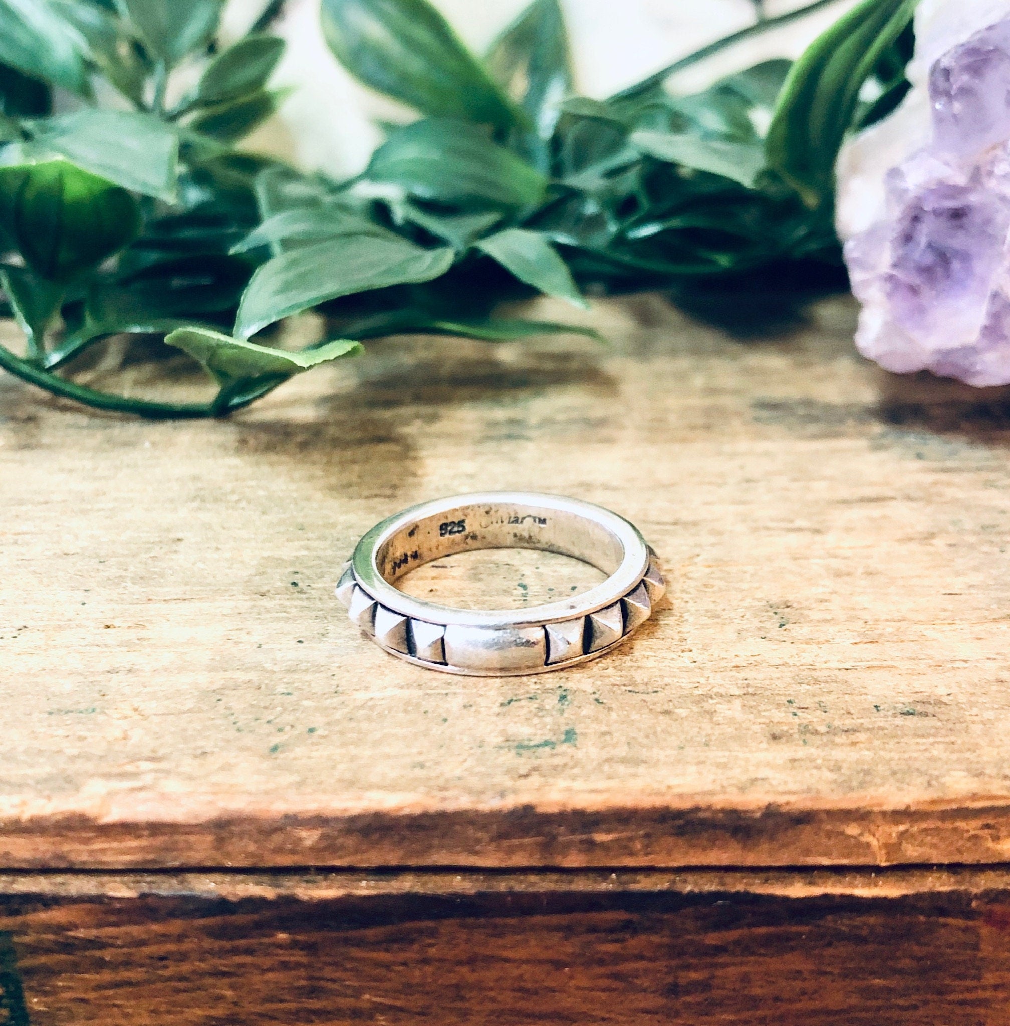 Vintage Silver Ring, Silver Band Ring, Thin Band Ring, Vintage Jewelry, Studded Ring, Stud Jewelry, 925 Band, Skinny Band, Wedding Band Ring