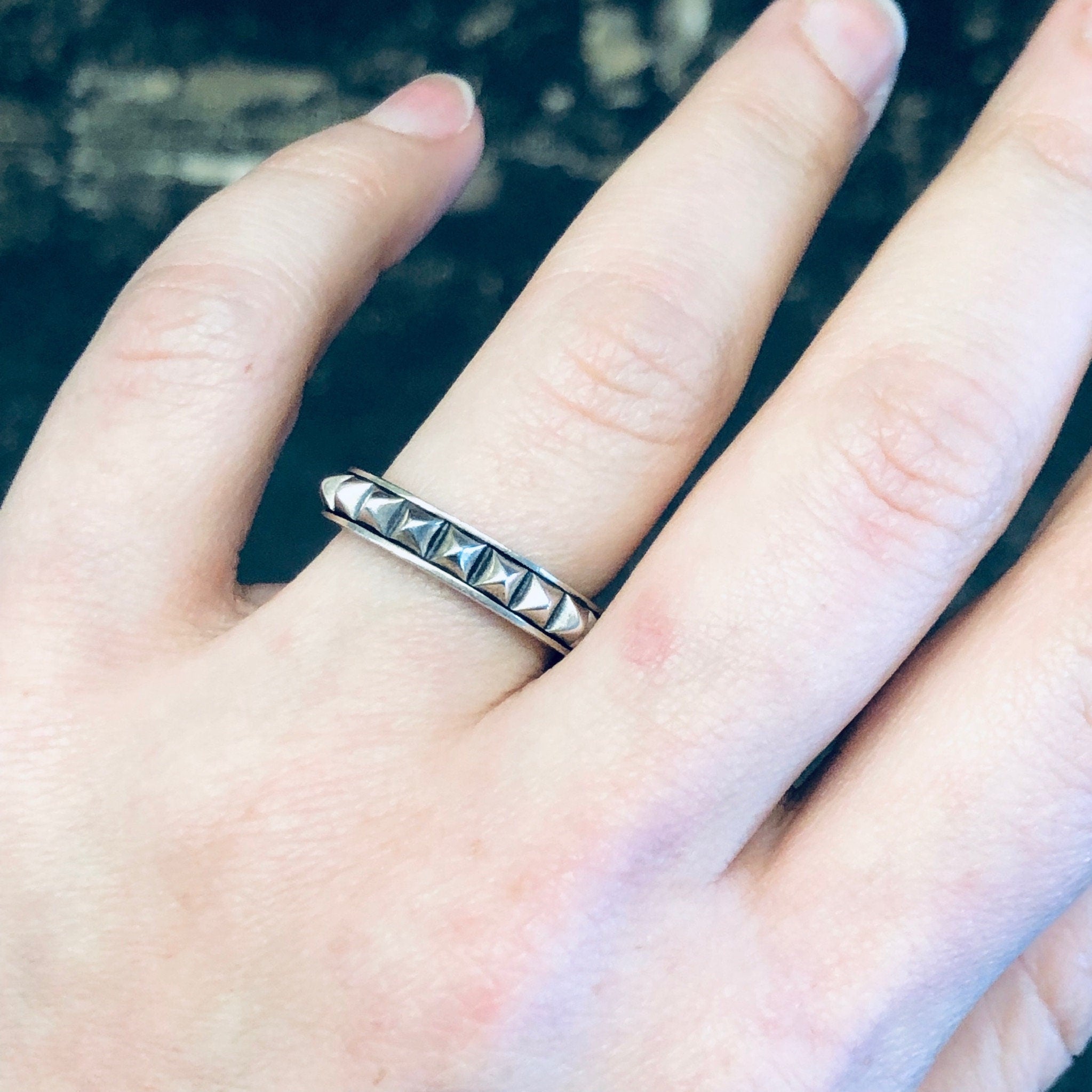 Vintage Silver Ring, Silver Band Ring, Thin Band Ring, Vintage Jewelry, Studded Ring, Stud Jewelry, 925 Band, Skinny Band, Wedding Band Ring