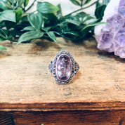 Vintage Silver Ring, Pink Gemstone, Marcasite Ring, Purple Gemstone, Vintage Jewelry, Statement Ring, Silver and Pink, Pink Jewelry, 925