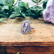 Vintage Silver Ring, Pink Gemstone, Marcasite Ring, Purple Gemstone, Vintage Jewelry, Statement Ring, Silver and Pink, Pink Jewelry, 925