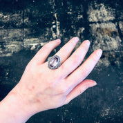 Vintage Silver Ring, Pink Gemstone, Marcasite Ring, Purple Gemstone, Vintage Jewelry, Statement Ring, Silver and Pink, Pink Jewelry, 925
