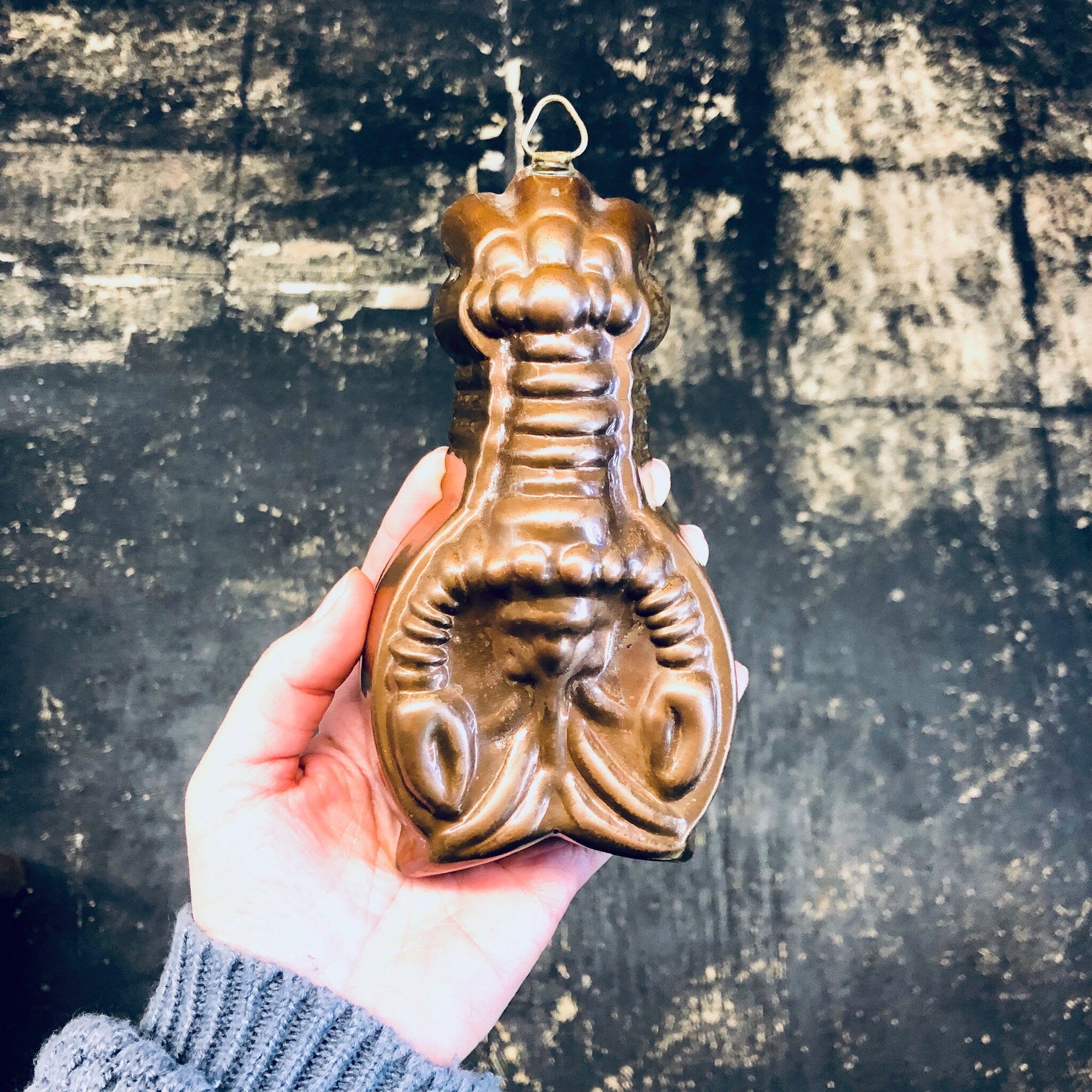 Vintage Copper Lobster Mold Tin Midcentury Patina Rustic Kitchen Jello Mold Wall Decor Baking Pan Crustacean Small Baking Mold