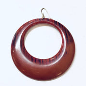 Vintage Plastic Earrings Red and Black Vintage Jewelry Hoop Circular Pierced Ears Costume Jewelry Statement Jewelry Stripes Unique Dark Red