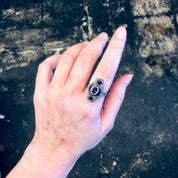 Vintage Silver Ring, Amethyst Ring, Black Onyx Ring, Marcasite Jewelry, Vintage Jewelry, Statement Jewelry, Purple Jewelry, Black, Silver