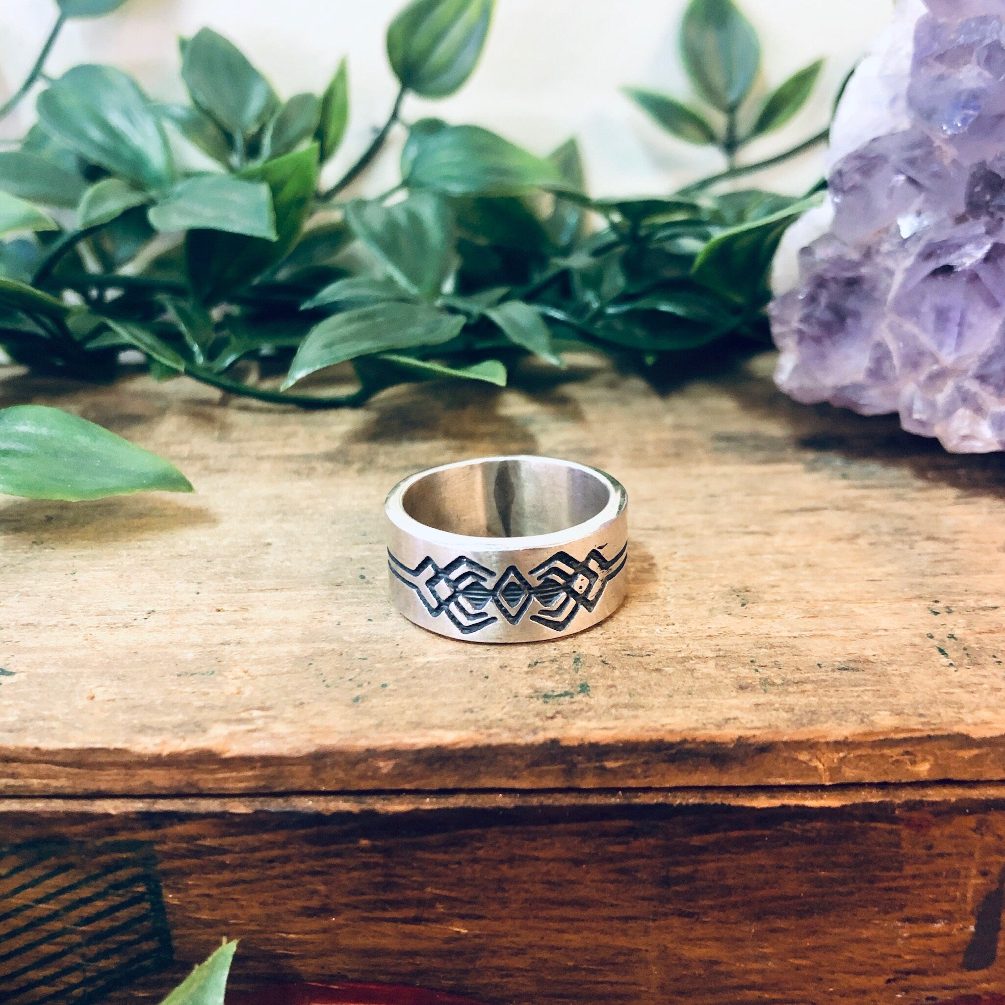 Vintage Silver Ring, Band Ring, Thick Band Ring, Tribal Design Ring, Vintage Jewelry, Geometric Design, Statement Jewelry, Silver Band, 925