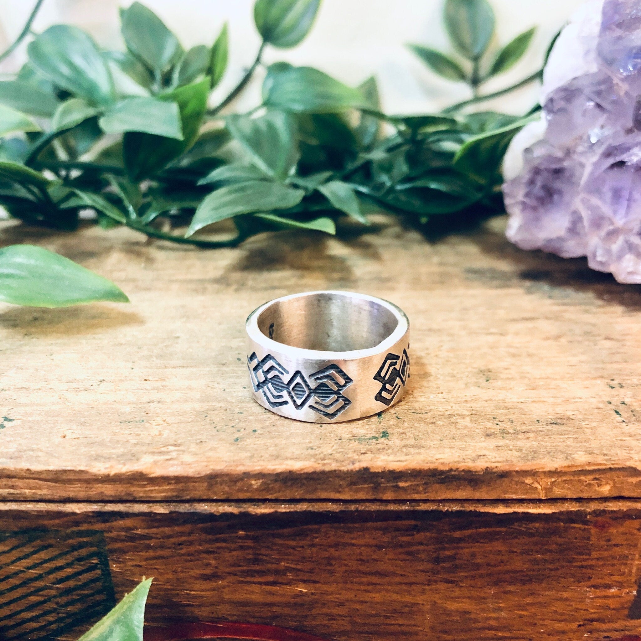 Vintage Silver Ring, Band Ring, Thick Band Ring, Tribal Design Ring, Vintage Jewelry, Geometric Design, Statement Jewelry, Silver Band, 925