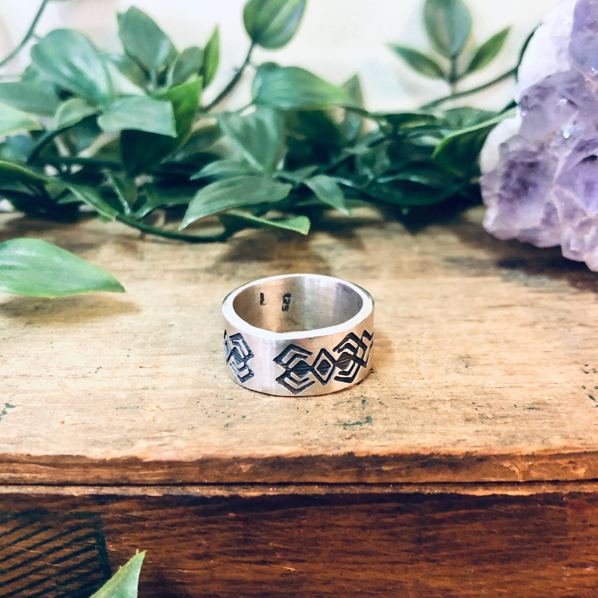 Vintage Silver Ring, Band Ring, Thick Band Ring, Tribal Design Ring, Vintage Jewelry, Geometric Design, Statement Jewelry, Silver Band, 925