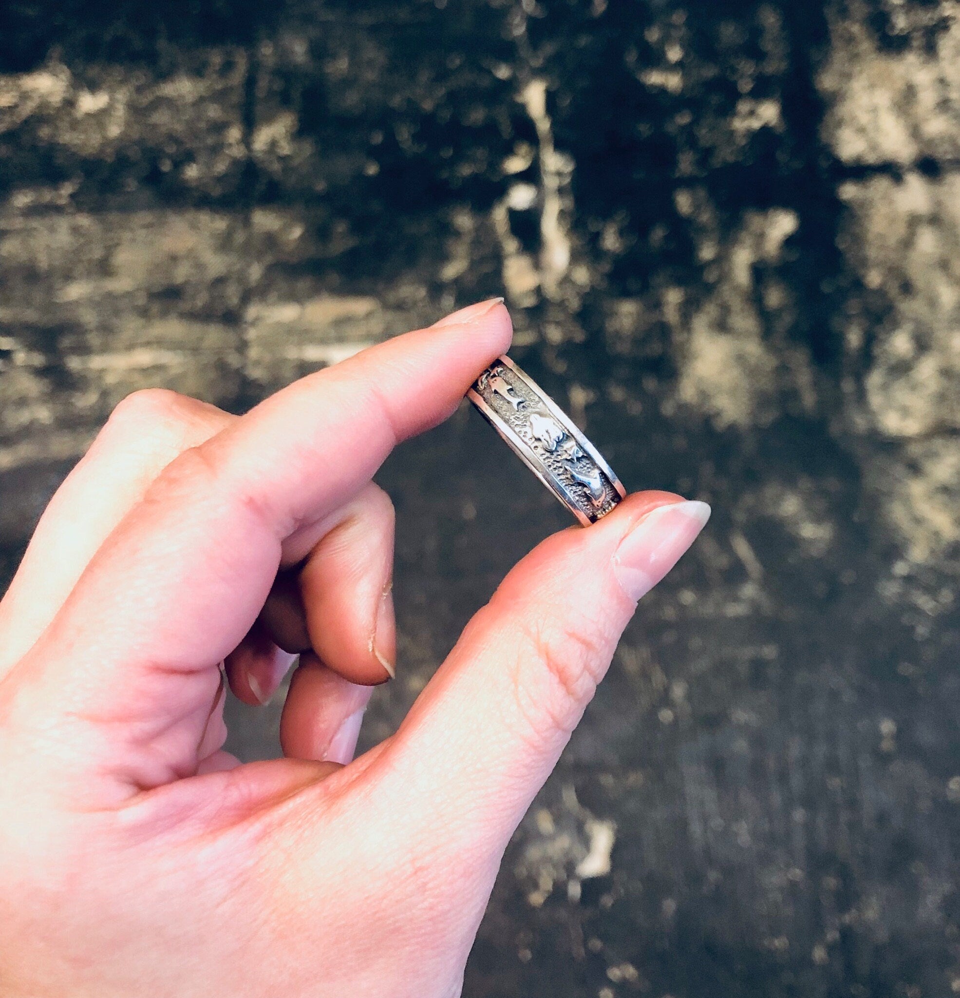 Vintage Silver Ring, Silver Band Ring, Aquatic Ring, Dolphin Ring, Sun Jewelry, Ocean Jewelry, Vintage Jewelry, Thumb Ring, Skinny Band Ring