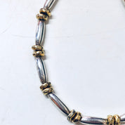 Vintage Silver Bracelet, Link Bracelet, Beaded Bracelet, Silver Beads, Gold Accents, Vintage Jewelry, Toggle Bracelet, Unique Jewelry, 925