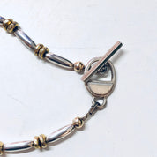 Vintage Silver Bracelet, Link Bracelet, Beaded Bracelet, Silver Beads, Gold Accents, Vintage Jewelry, Toggle Bracelet, Unique Jewelry, 925