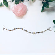 Vintage Silver Bracelet, Link Bracelet, Beaded Bracelet, Silver Beads, Gold Accents, Vintage Jewelry, Toggle Bracelet, Unique Jewelry, 925