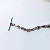 Vintage Silver Bracelet, Link Bracelet, Beaded Bracelet, Silver Beads, Gold Accents, Vintage Jewelry, Toggle Bracelet, Unique Jewelry, 925
