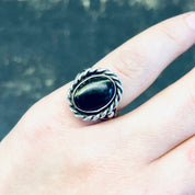 Vintage Silver Ring, Rope Ring, Simple Jewelry, Unique Jewelry, Vintage Jewelry, Tigers Eye, Green Tigers Eye, Small Ring, 925 Ring, Oval