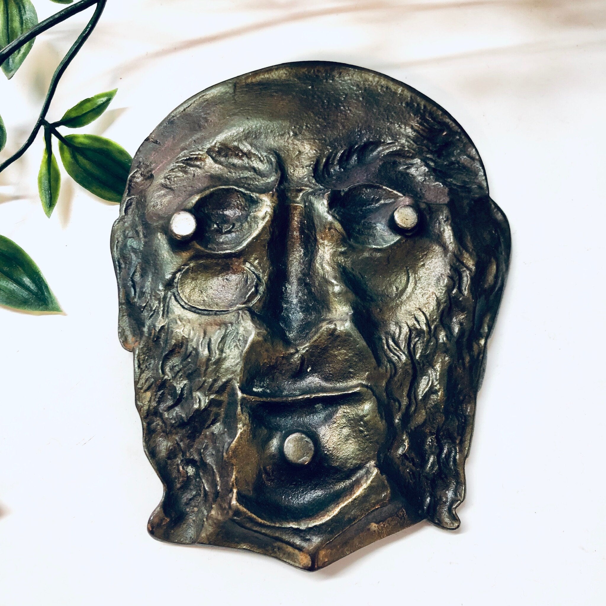 Brass Catch All Dish, Dish for Rings, Bedside Table Dish, Jewelry Tray, Vintage Home Decor, Ring Dish, Brass Home Decor, Man with Glasses