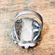 Large Turquoise Ring, Green Turquoise, Vintage Silver Ring, Statement Jewelry, Bohemian Style, Boho Ring, Southwestern Ring, Turquoise Ring