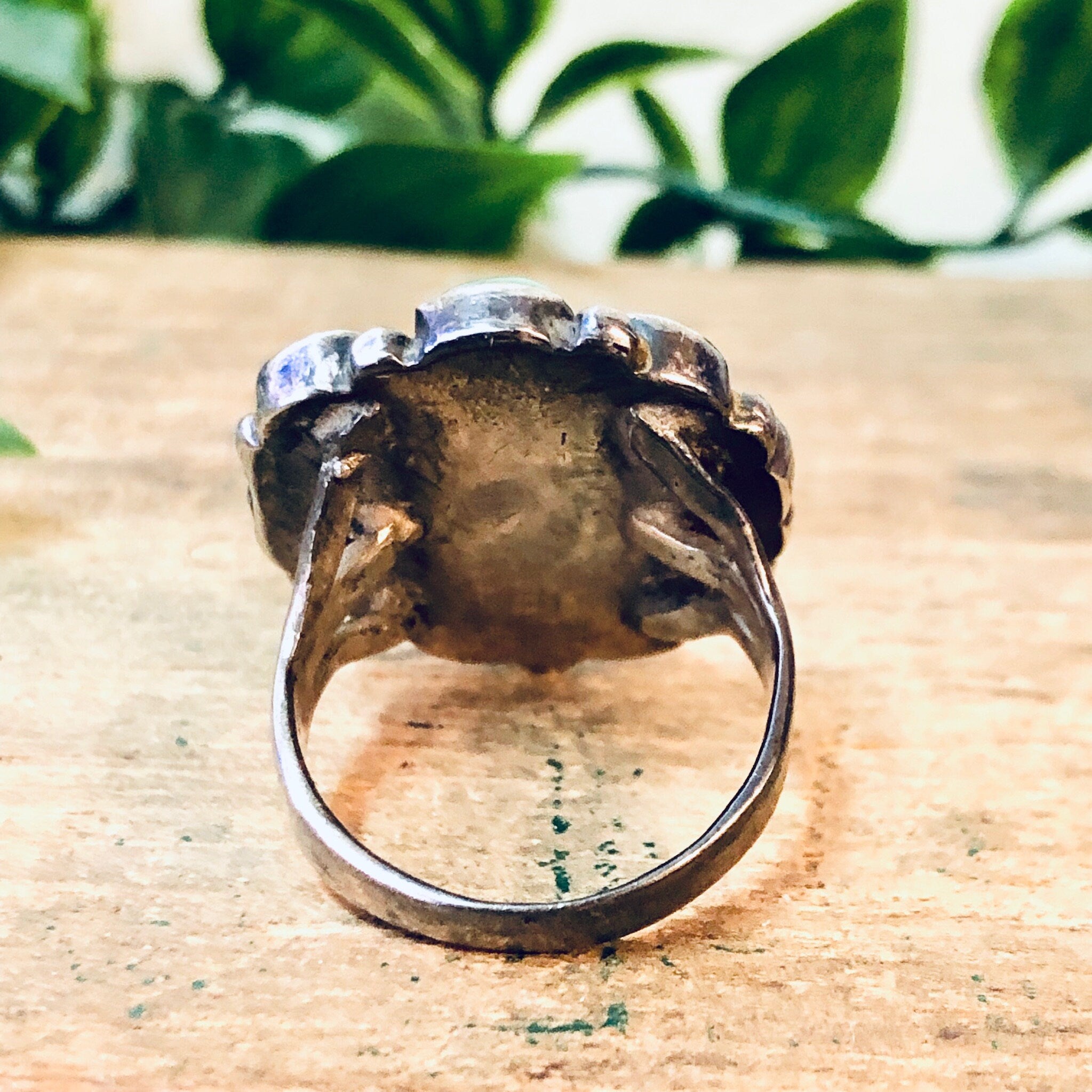 Large Turquoise Ring, Green Turquoise, Vintage Silver Ring, Statement Jewelry, Bohemian Style, Boho Ring, Southwestern Ring, Turquoise Ring