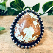 Large Vintage Ring, Southwestern Ring, Turquoise Ring, Large Turquoise Stone, Extra Large Ring, Blue and Brown, Light Blue Ring, Boho Style
