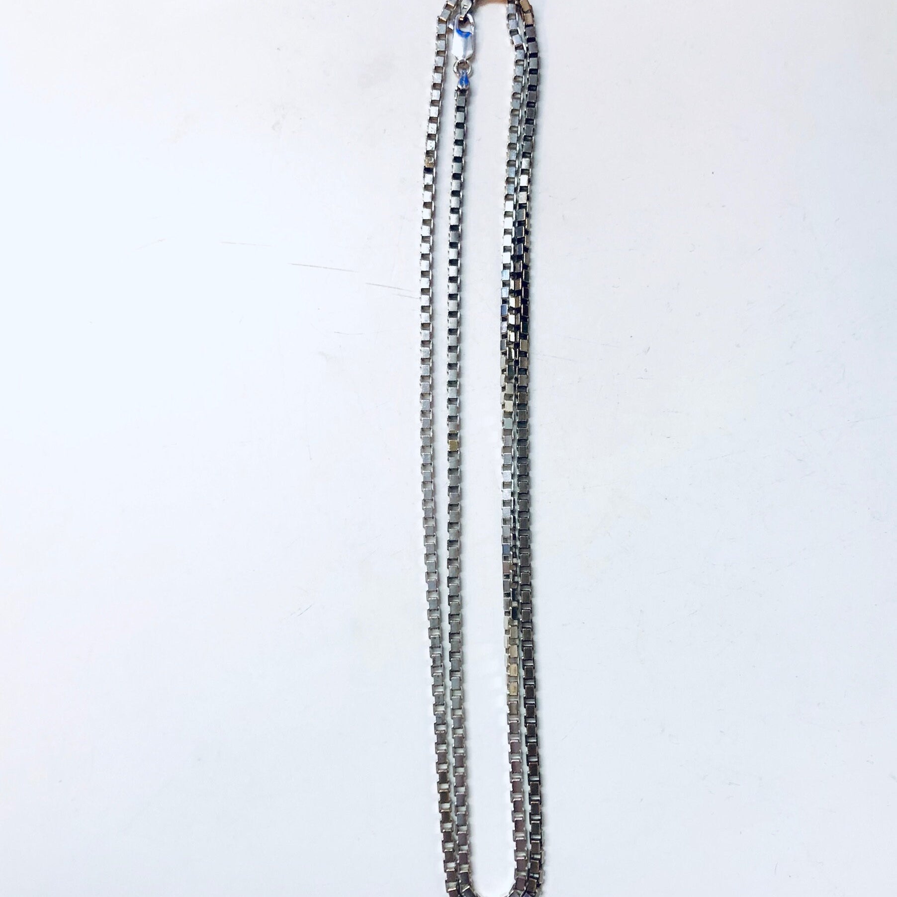 Vintage Silver Necklace, Large Box Chain, Unique Chain Necklace, Long Necklace, Box Chain, Vintage Jewelry, Valentines Day Gift,