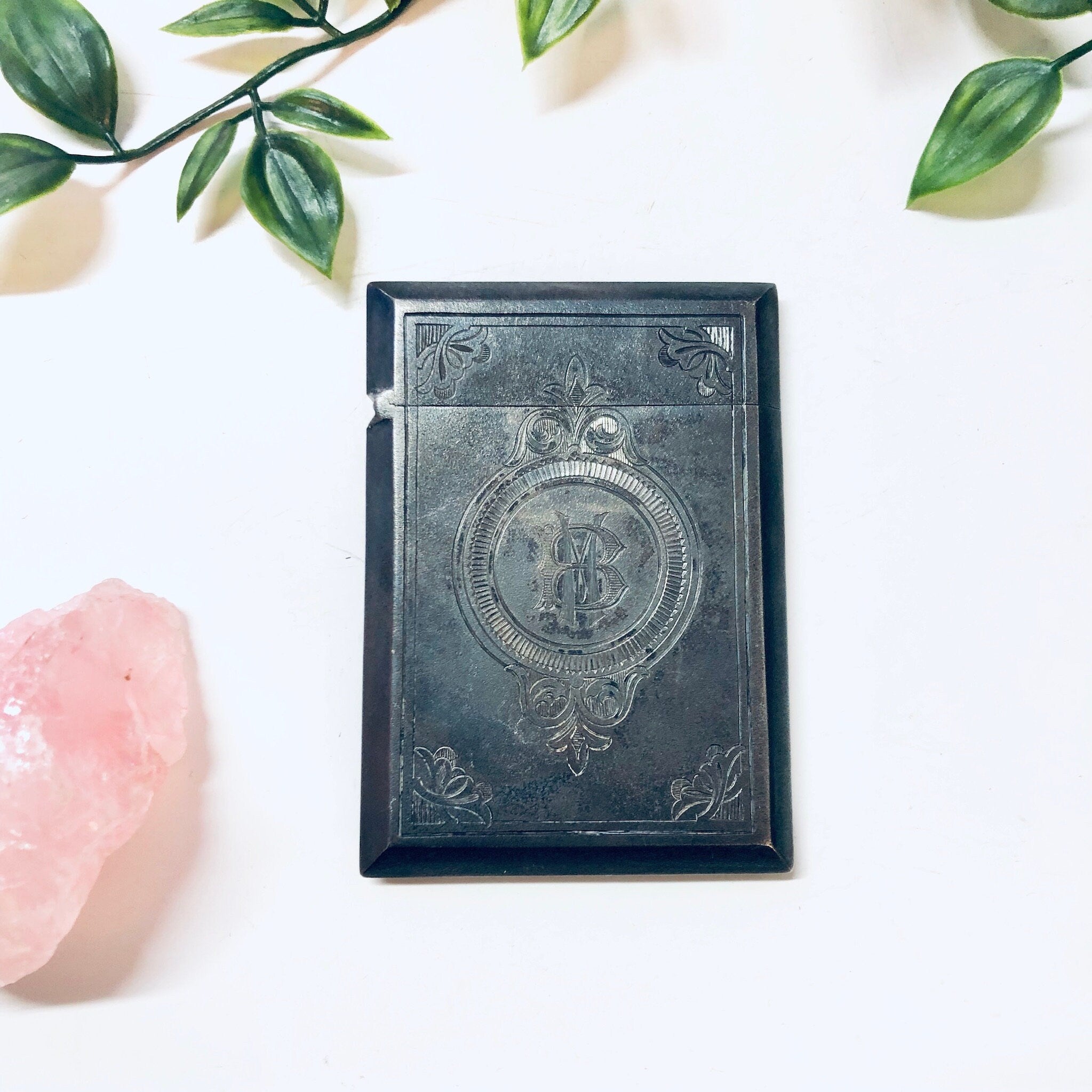 Vintage Case, Sterling Silver Case, Monogrammed Case, Business Card Holder, Rolled Cigarette Holder, Cigarette Case, Initialed Case, Silver