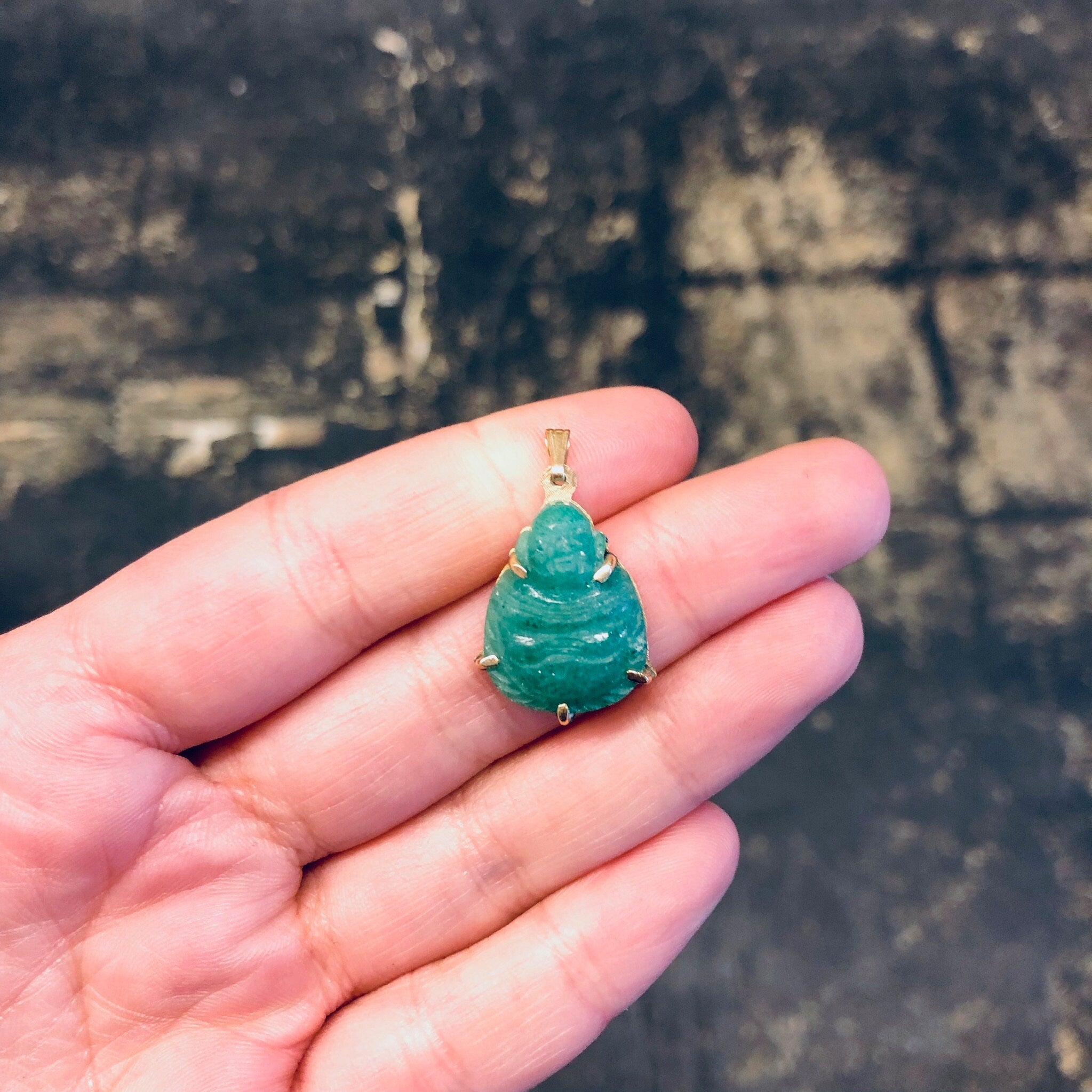 Vintage Gold Pendant, Buddha Pendant, Jade Buddha, Vintage Jade, 14K Gold, Gold Pendant, 14 Karat Gold, Buddha Jewelry, Small Pendant, Gold