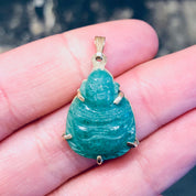 Vintage Gold Pendant, Buddha Pendant, Jade Buddha, Vintage Jade, 14K Gold, Gold Pendant, 14 Karat Gold, Buddha Jewelry, Small Pendant, Gold