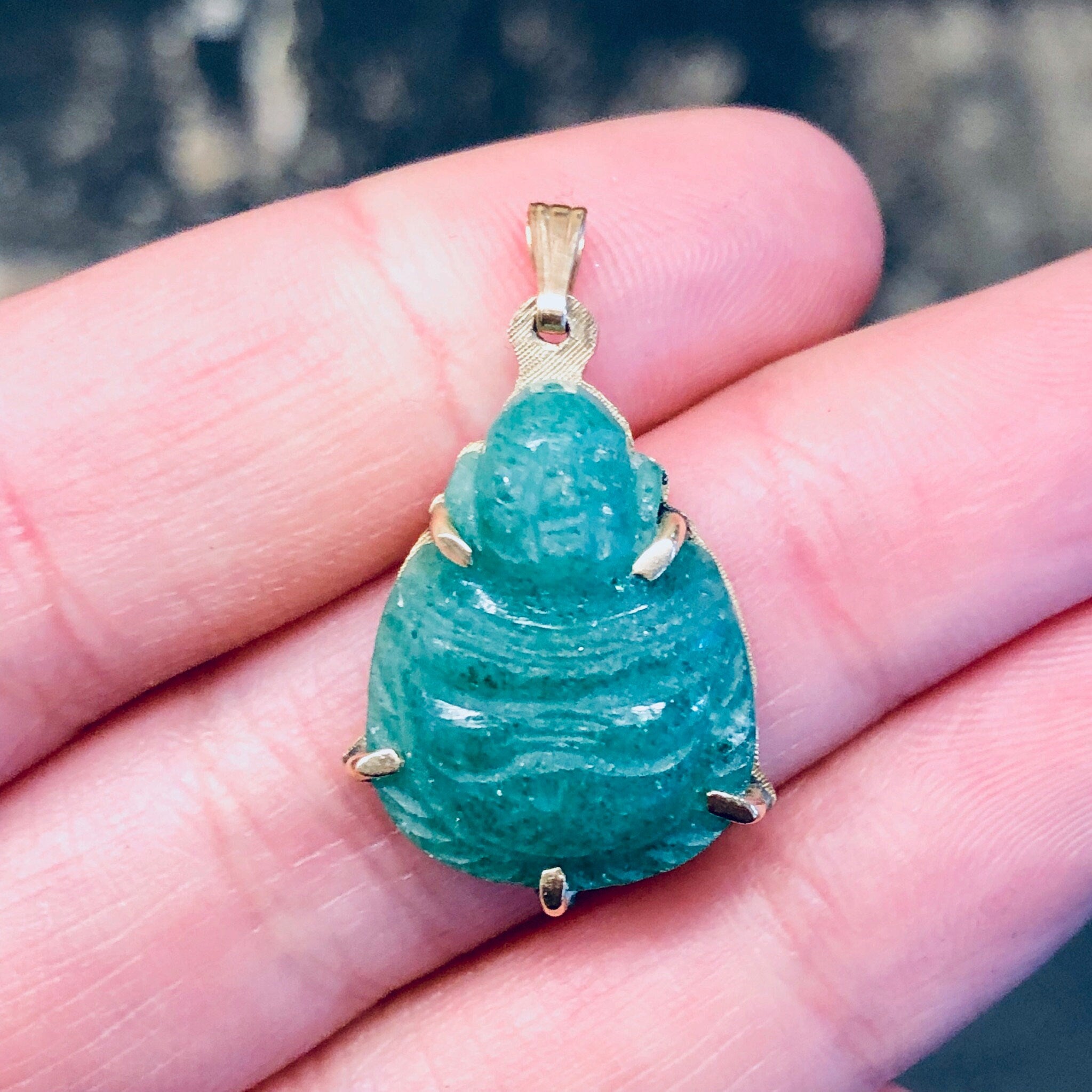 Vintage Gold Pendant, Buddha Pendant, Jade Buddha, Vintage Jade, 14K Gold, Gold Pendant, 14 Karat Gold, Buddha Jewelry, Small Pendant, Gold