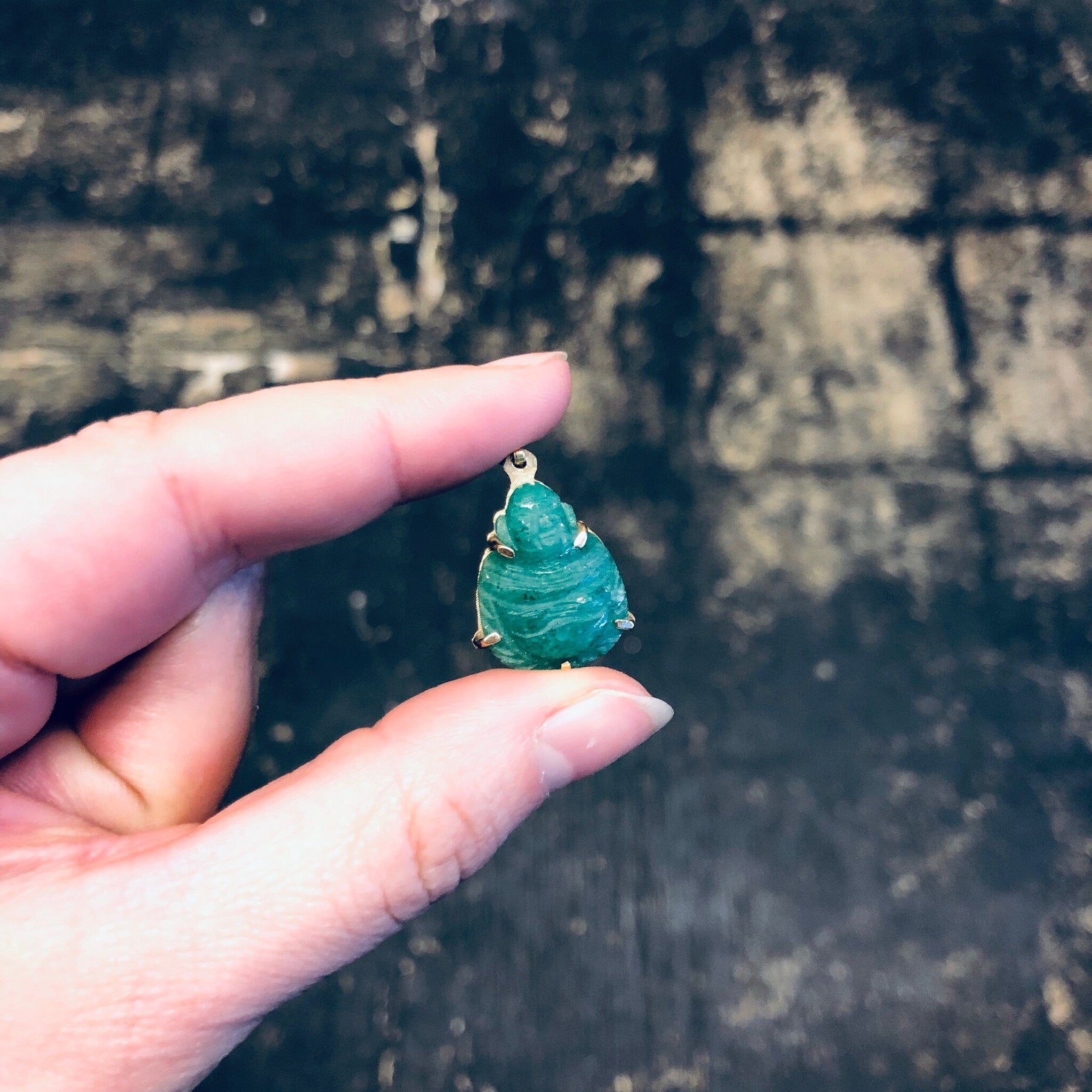 Vintage Gold Pendant, Buddha Pendant, Jade Buddha, Vintage Jade, 14K Gold, Gold Pendant, 14 Karat Gold, Buddha Jewelry, Small Pendant, Gold