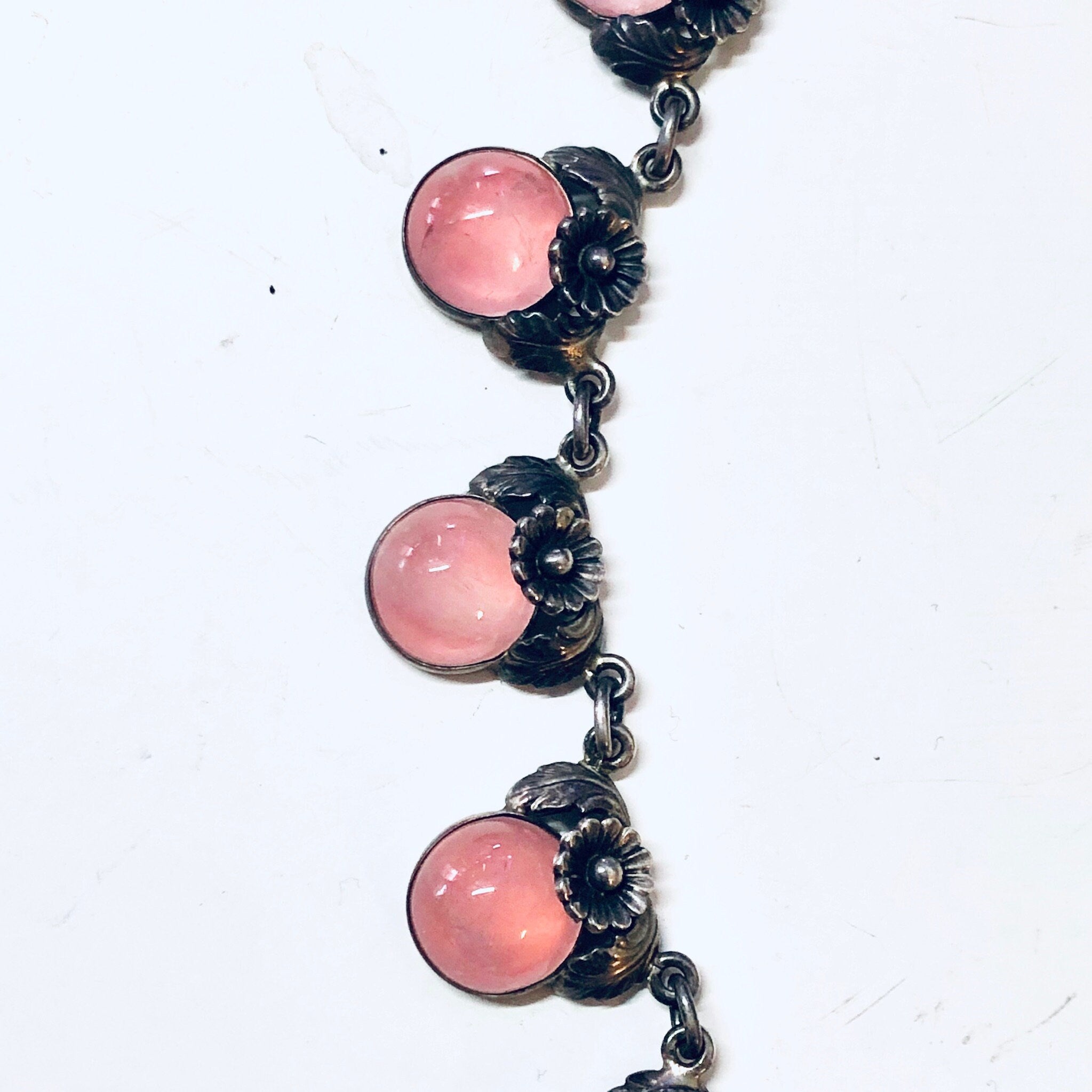 Niels Erik From Necklace, Denmark Necklace, NE From Jewelry, NE From Choker, Pink Necklace, Daisy Necklace, 1950s Jewelry, Vintage Jewelry,