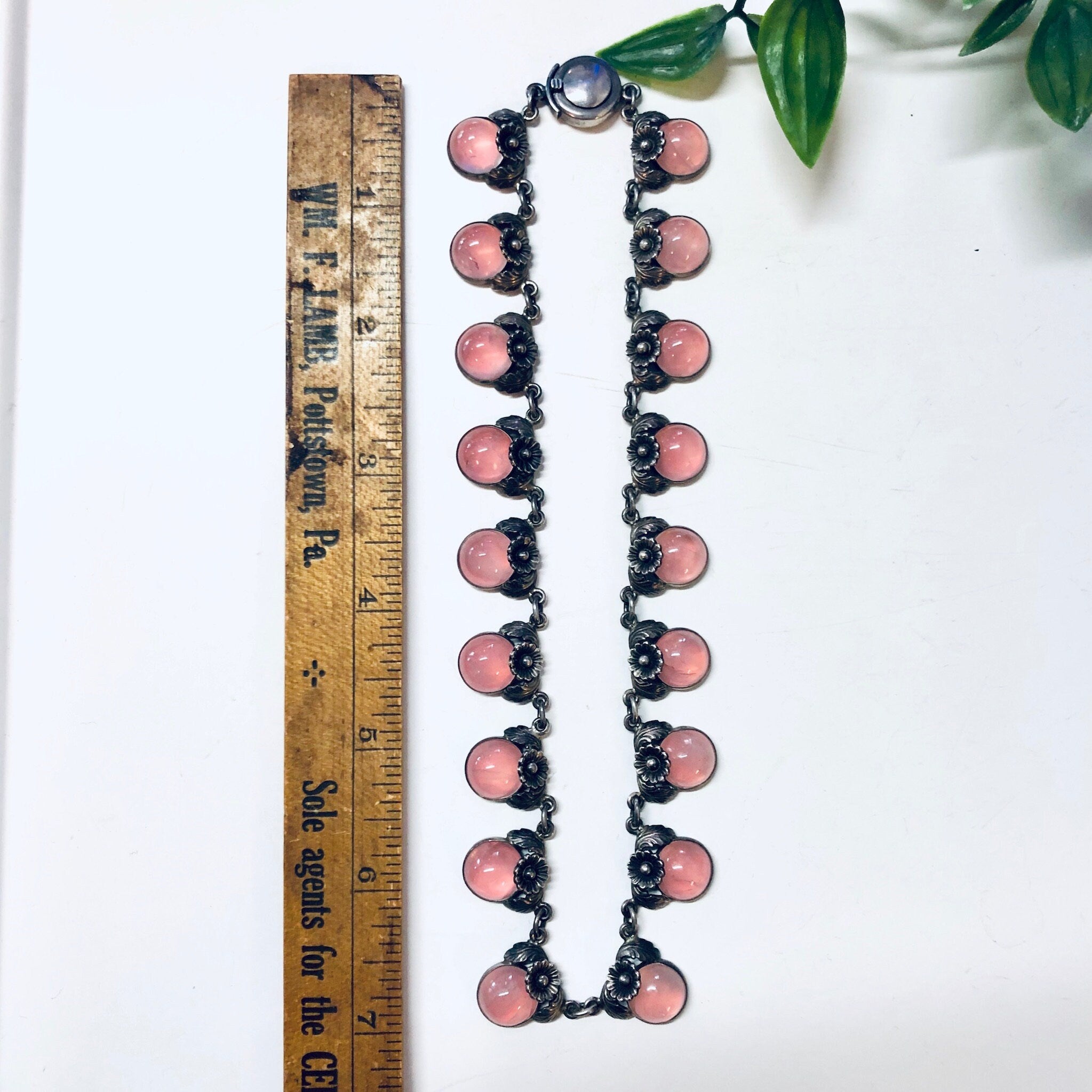 Niels Erik From Necklace, Denmark Necklace, NE From Jewelry, NE From Choker, Pink Necklace, Daisy Necklace, 1950s Jewelry, Vintage Jewelry,